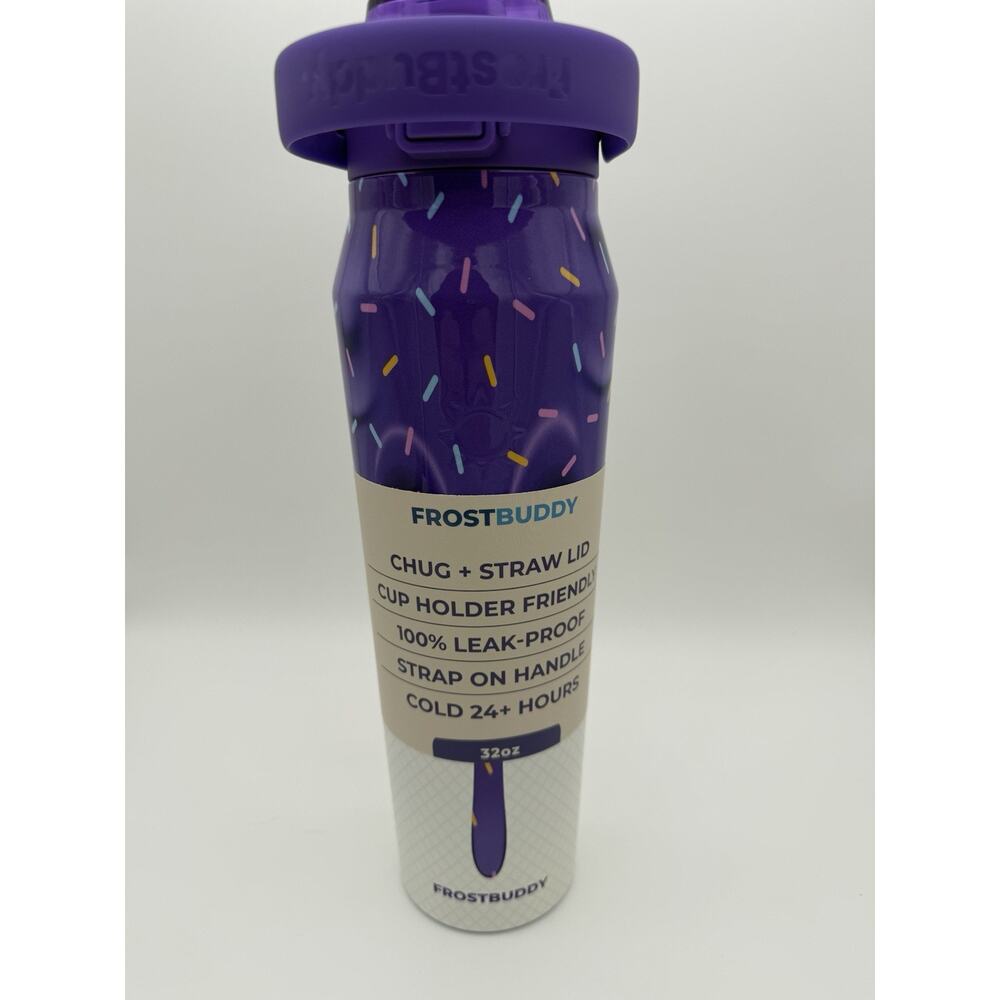 32oz Frost Bottle Buddy Purple Ice Cream Baseball Drip ICE COLD Leak Proof NEW